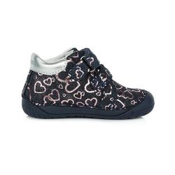 Kép 4/6 - D.D.Step barefoot átmeneti cipő, navy, szívecskés, 20-25.