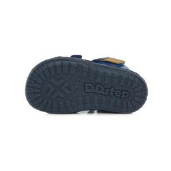 Kép 6/6 - D.D.Step nyitott barefoot cipő, navy-kék, dinós, 20-25.