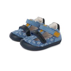 Kép 2/6 - D.D.Step nyitott barefoot cipő, navy-kék, dinós, 20-25.