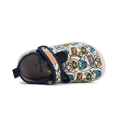 Kép 5/7 - D.D.Step barefoot szobacipő, krém-navy, videójátékos, 20-25.