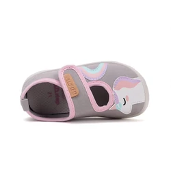 Kép 5/7 - D.D.Step barefoot szobacipő, szürke-pink, unikornisos, 20-25.