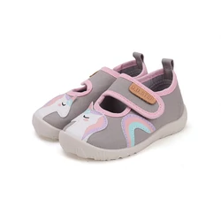 Kép 1/7 - D.D.Step barefoot szobacipő, szürke-pink, unikornisos, 20-25.