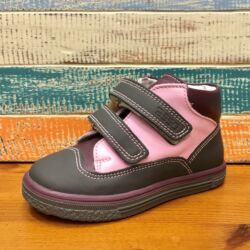 Kép 2/2 - ASSO bőr gyerekcipő két tépőzárral, bőr béléssel; rózsaszín-fekete, 24