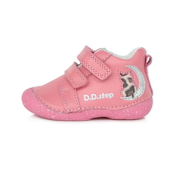 D.D.Step első lépés bőrcipő, pink, cicás, 19-24.