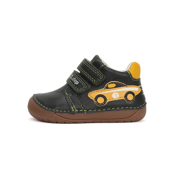 D.D.Step barefoot átmeneti cipő, sötétzöld-sárga, versenyautós, 20-25.