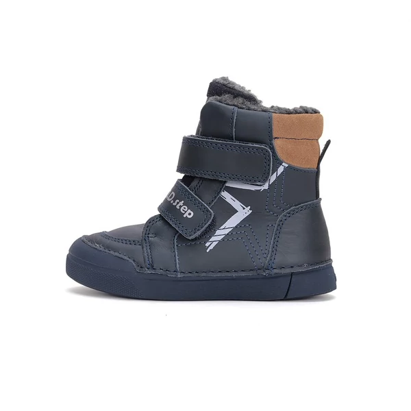 D.D.Step bundás gyerekcipő, navy-barna, csillagos, 25-30.