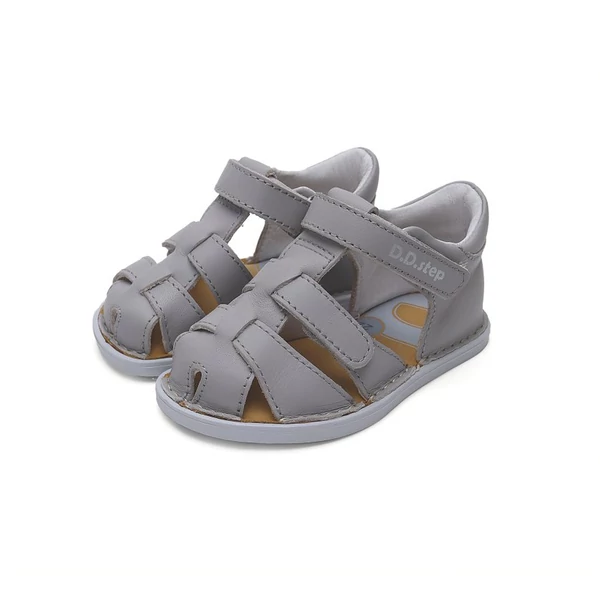 D.D.Step barefoot gyerekszandál két tépőzárral, szürke, 26-31.