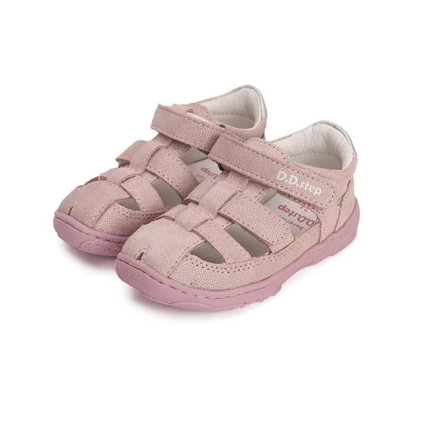 D.D.Step barefoot gyerekszandál két tépőzárral, halványlila, 21-25.