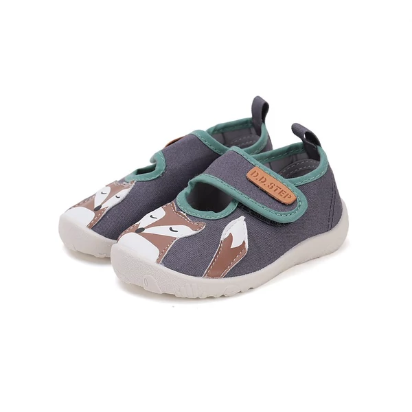 D.D.Step barefoot szobacipő, szürke-türkiz, rókás, 20-25.