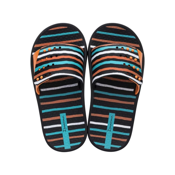 Ipanema Unisex Slide Kids gyerek papucs, fekete-narancs-türkiz, 27 - 35/36.