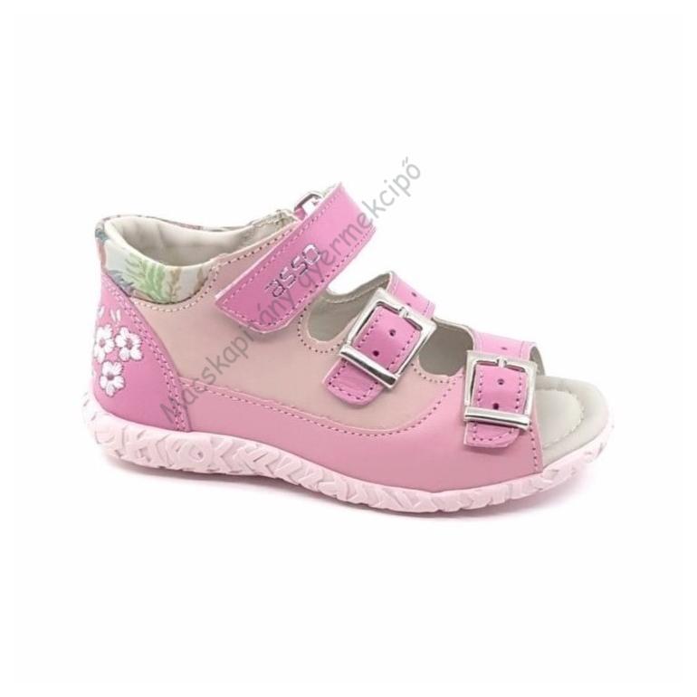 ASSO gyerekszandál, rózsa-pink, virágos, 25-30.