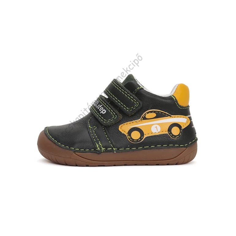D.D.Step barefoot átmeneti cipő, sötétzöld-sárga, versenyautós, 20-25.