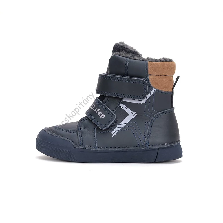 D.D.Step bundás gyerekcipő, navy-barna, csillagos, 25-30.