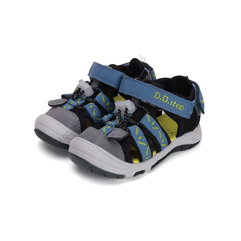 D.D.Step Quick Dry sportszandál, acélkék-fekete, villámos, 20-25.