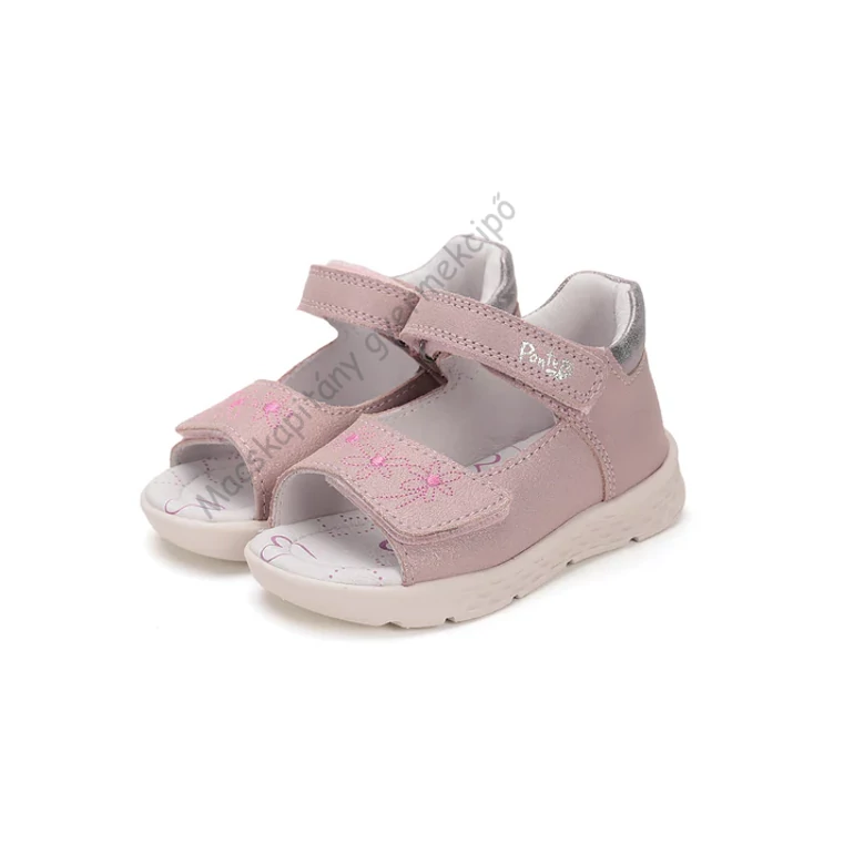 Ponte20 gyerekszandál, rose-gold, virágos, 28-33.