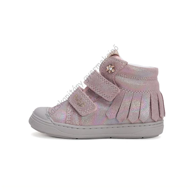 Ponte20 átmeneti bőrcipő, metál pink, rojtos, 28-33.