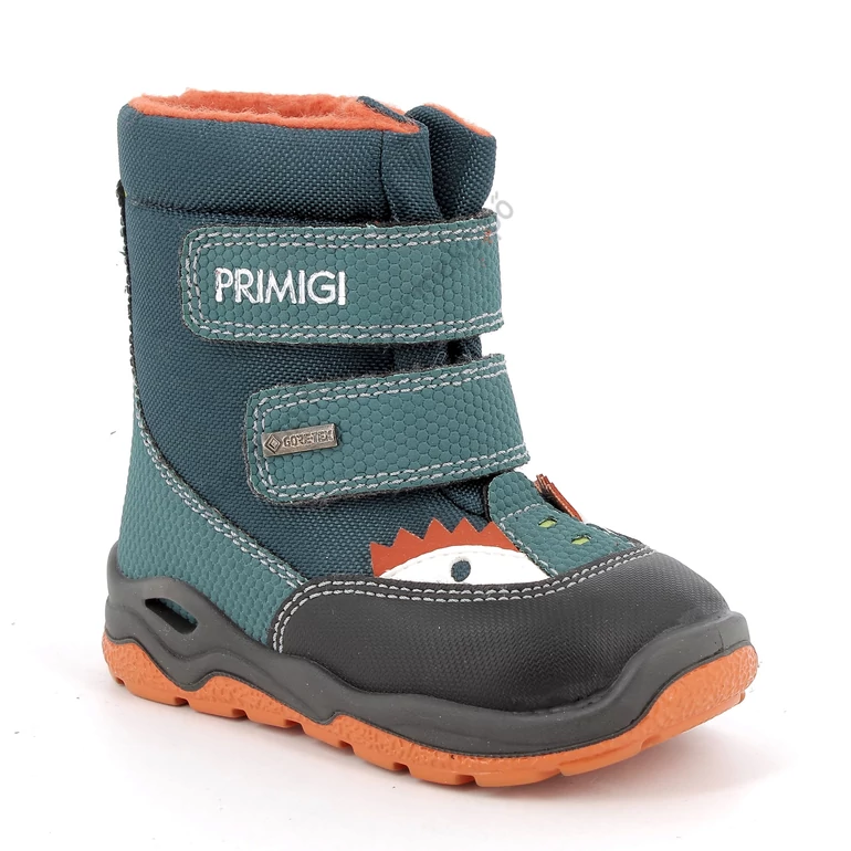 Primigi Gore-tex vízálló bundás bakancs, zöld-narancs, sárkányos, 21-24.