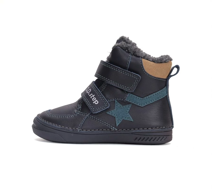 D.D.Step bundás gyerekcipő, navy-zöld, csillagos, 31-36.