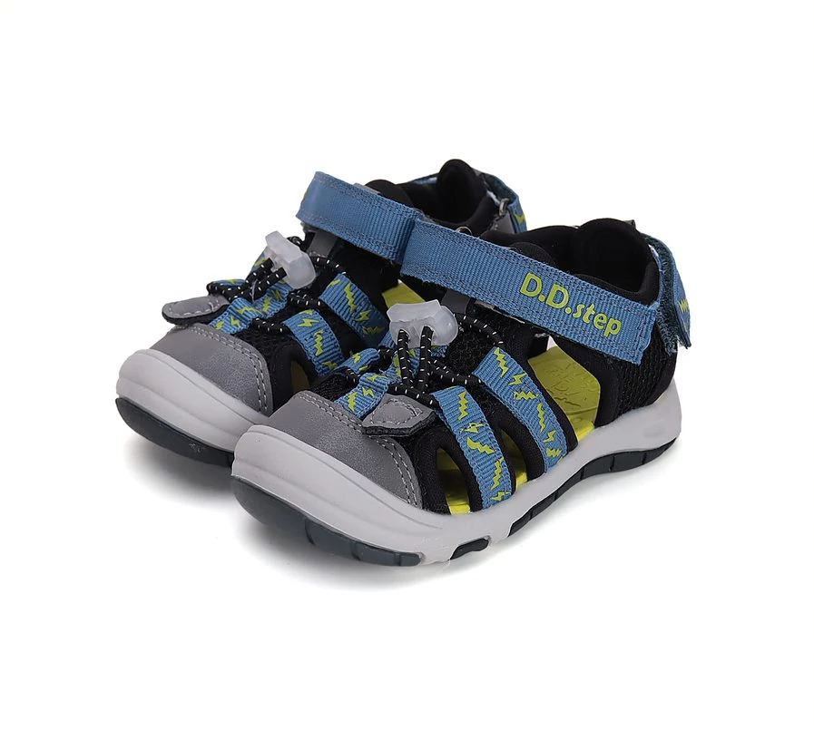 D.D.Step Quick Dry sportszandál, acélkék-fekete, villámos, 20, 22, 23,