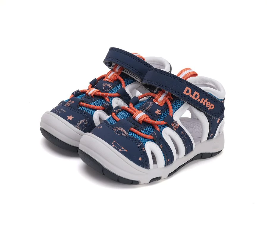 D.D.Step Quick Dry sportszandál, navy-fehér, bolygós, 20.
