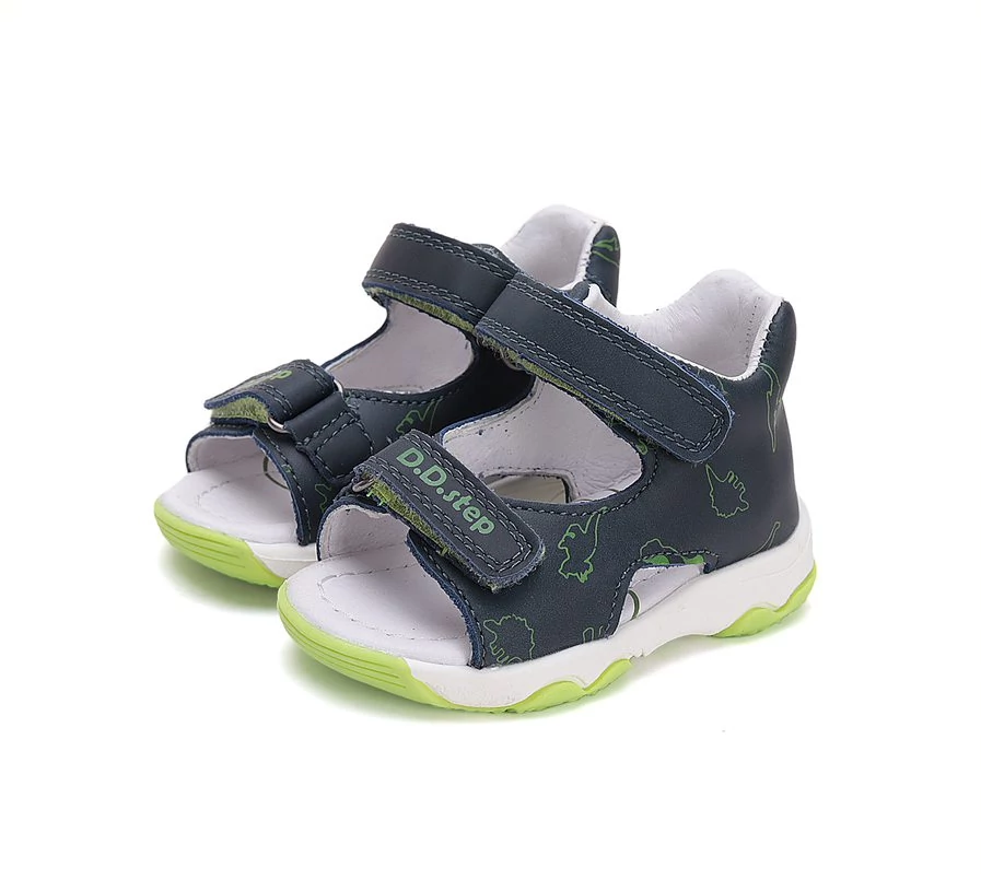 D.D.Step gyerekszandál, navy-lime, dinós, 20-25.