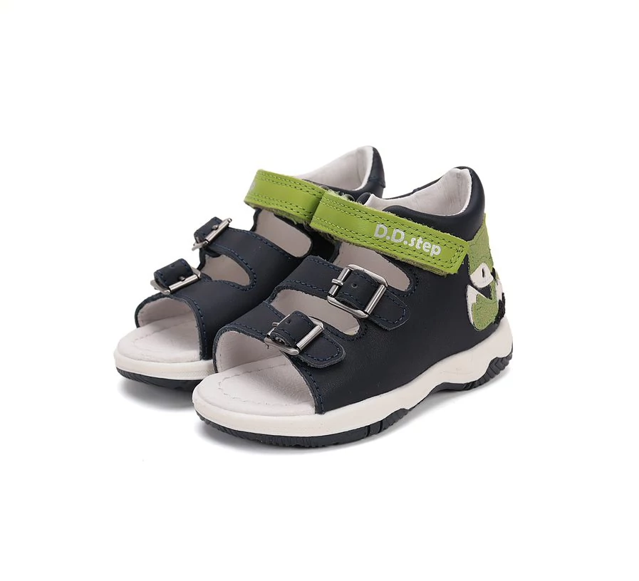D.D.Step gyerekszandál, navy-lime, rókás, 19-24.