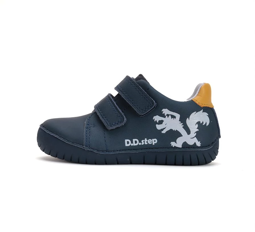 D.D.Step átmeneti  bőrcipő, navy-narancs, farkasos, 25, 26.