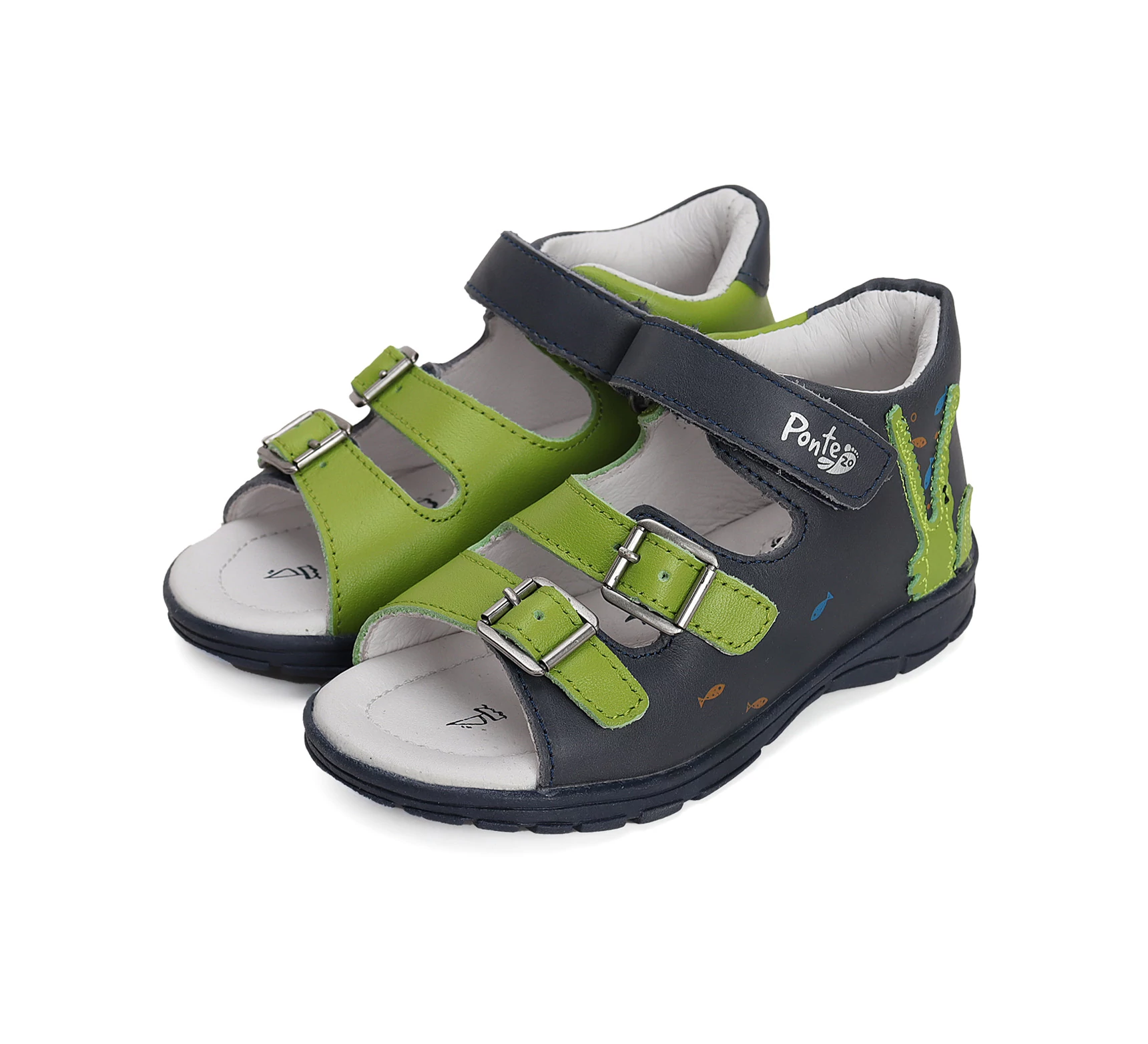 Ponte20 gyerekszandál, navy-lime, krokodilos, 23-27.
